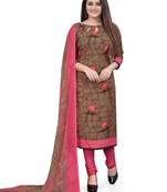 red  Crepe Printed Unstitched Salwar Suit Dress Material (Free Size)