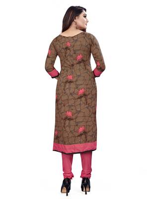 red  Crepe Printed Unstitched Salwar Suit Dress Material (Free Size) 4