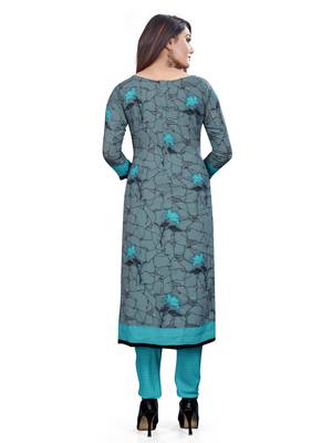 Blue  Crepe Printed Unstitched Salwar Suit Dress Material (Free Size) 4