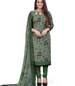 Green  Crepe Printed Unstitched Salwar Suit Dress Material (Free Size)