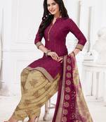Light Maroon  Crepe Printed Unstitched Salwar Suit Dress Material (Free Size)