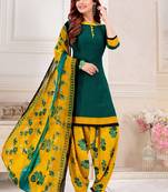 Green  Crepe Printed Unstitched Salwar Suit Dress Material (Free Size)