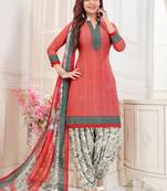 Light Pink  Crepe Printed Unstitched Salwar Suit Dress Material (Free Size)