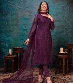 Purple embroidered net salwar