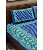 Blue Color Pure Cotton Queen Size Bedsheet with pillow cover 3 Kaam Blue