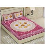 Pink Color Pure Cotton Queen Size Bedsheet with pillow cover Ph-7Phool-Pink