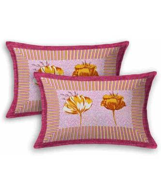 Pink Color Pure Cotton Queen Size Bedsheet with pillow cover Ph-7Phool-Pink 5