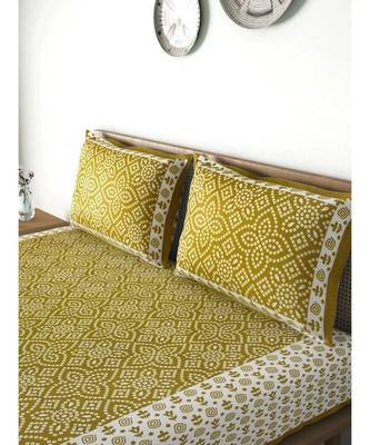 Green Color Pure Cotton Queen Size Bedsheet with pillow cover Ph-Singlekaam-Green 3