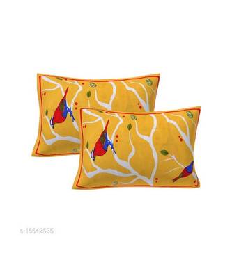 Yellow Color Pure Cotton Queen Size Bedsheet with pillow cover Shaka Yellow 2