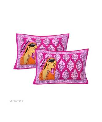 Pink Color Pure Cotton Queen Size Bedsheet with pillow cover Synry Pink 3