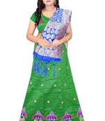 Dark-green embroidered cotton poly semi stitched lehenga