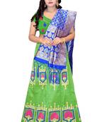 Parrot-green embroidered cotton poly semi stitched lehenga
