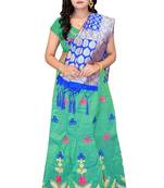 Green embroidered cotton poly semi stitched lehenga
