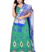 Green embroidered cotton poly semi stitched lehenga