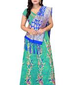 Green embroidered cotton poly semi stitched lehenga