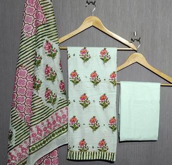 Cambric Cotton Print mirror Handwork Salwar Suit 1