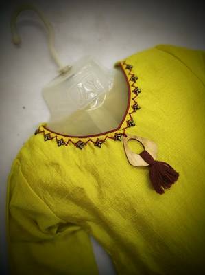 Lime/Maroon-Sober Katha Neck Work A-line Top with Sequence Embroidered Patiala & Dupatta Set for Girl Kids 2