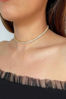 Gold cubic zirconia chokers
