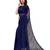 Navy blue plain net saree with blouse