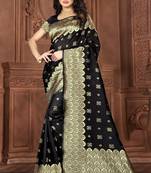   black woven jacquard saree with blouse