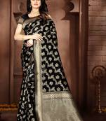   black woven jacquard saree with blouse