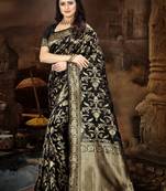 Black Woven Jacquard Saree With Blouse