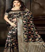 Black Woven Jacquard Saree With Blouse
