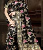Black Woven Jacquard Saree With Blouse