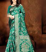   Sea Green Woven Jacquard Saree With Blouse