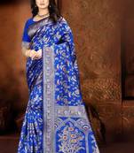   Royal Blue Woven Jacquard Saree With Blouse
