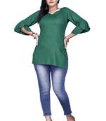 Women rayon redemand green top 