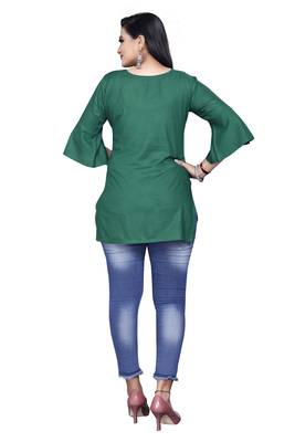 Women rayon redemand green top  2