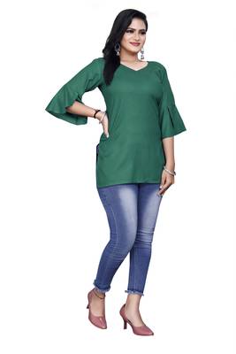 Women rayon redemand green top  3