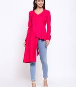 Pink plain cotton ethnic-kurtis