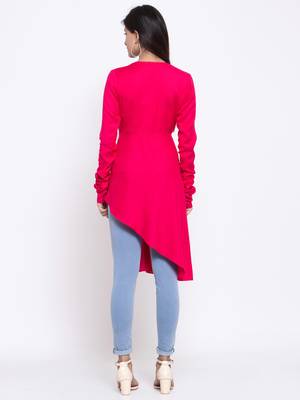 Pink plain cotton ethnic-kurtis 4