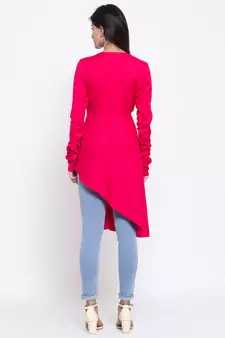 Pink plain cotton ethnic-kurtis