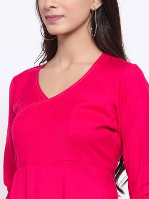 Pink plain cotton ethnic-kurtis 5