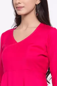 Pink plain cotton ethnic-kurtis