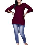 Women rayon redemand Maroon top 