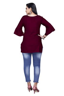 Women rayon redemand Maroon top  2