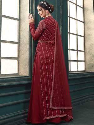 Maroon embroidered net salwar 2