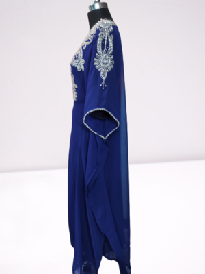 Blue Zari Stone Work Georgette Islamic Style Beads Embedded Partywear Kaftan Long Gown Evening wear Dubai kaftan 3