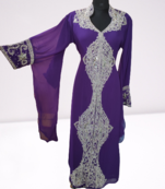 Purple Zari Stone Work Georgette Islamic Style Beads Embedded Partywear Kaftan Long Gown Evening wear Dubai kaftan