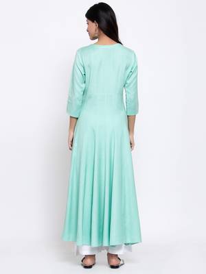 Blue plain cotton ethnic-kurtis 4