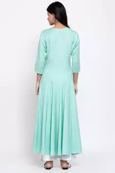 Blue plain cotton ethnic-kurtis