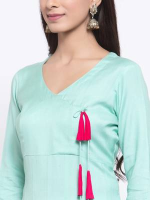 Blue plain cotton ethnic-kurtis 5