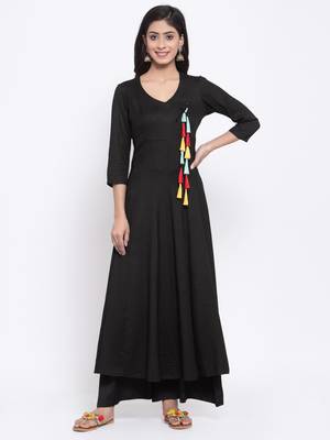 Black plain cotton ethnic-kurtis 1
