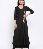Black plain cotton ethnic-kurtis