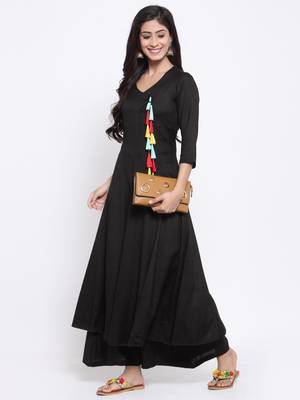 Black plain cotton ethnic-kurtis 2