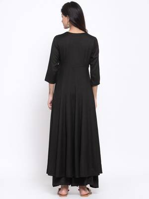 Black plain cotton ethnic-kurtis 3